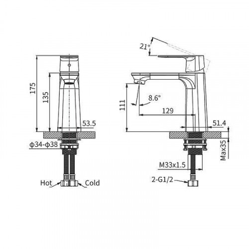 Смеситель для раковины Arrow AMP11848J цвет Золото
