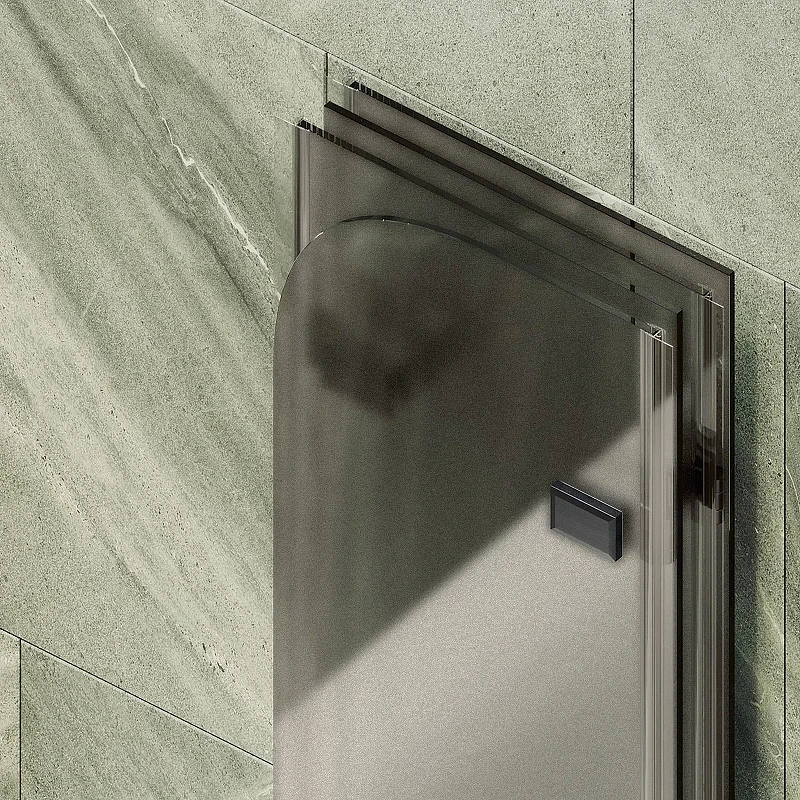 Шторка для ванны Maybah Glass MGV-586-6 980х1400 складная 4 секции Черный стекло бронзовое матовое