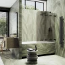 Шторка для ванны Maybah Glass MGV-586-6 980х1400 складная 4 секции Черный стекло бронзовое матовое