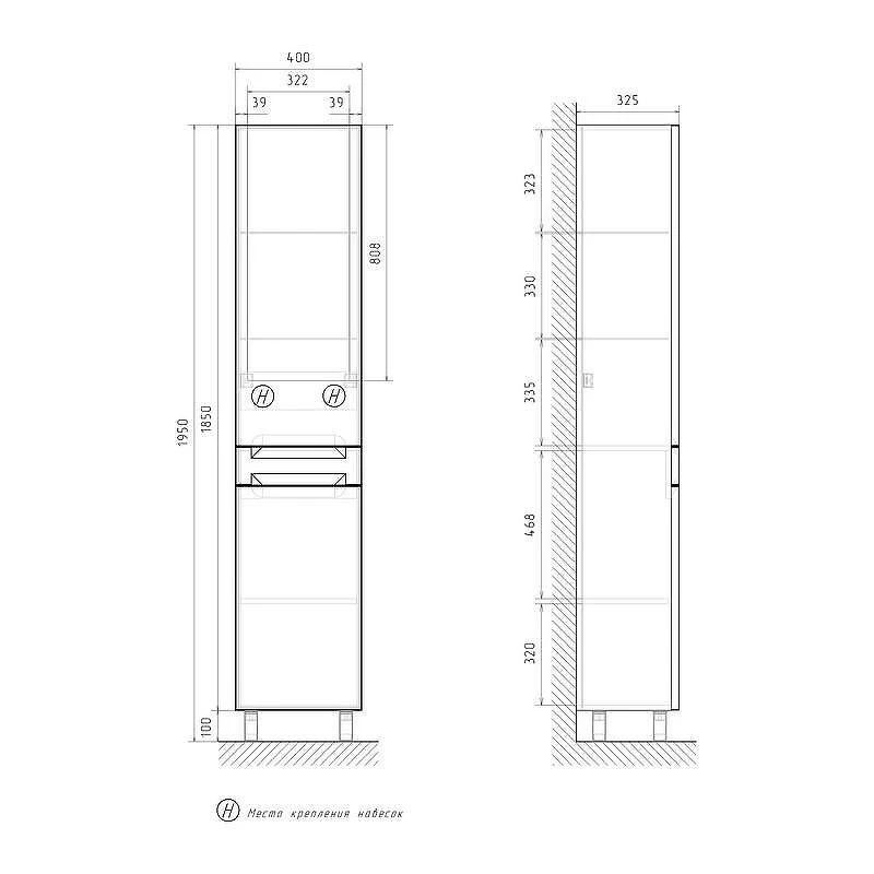 Шкаф пенал Equil Corner 40 pnCRNR40-06 цвет Белый