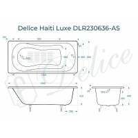 Чугунная ванна Delice Haiti Luxe 150x80 DLR230636-AS без отверстий под ручки с антискользящим покрытием
