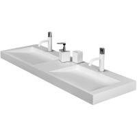 Раковина Boheme Armadi Art Flat 140 859-140-2 двойная Белая искусственный камень (литьевой мрамор) подвесная