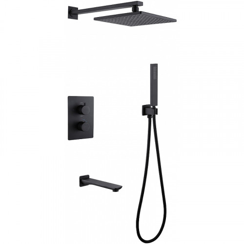 Душевая система Abber Insel AF8050B с термостатом Черная матовая латунь встраиваемый