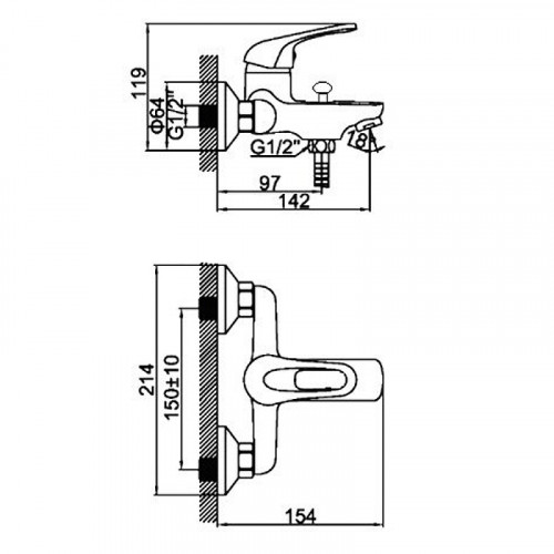 Смеситель для ванны D-Lin D130628 Хром