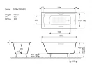 Чугунная ванна Vinsent Veron Devon 180x70 VDV1807045H/E60327CH-AS цвет Белый с хромированнами ручками и антискользящим покрытием