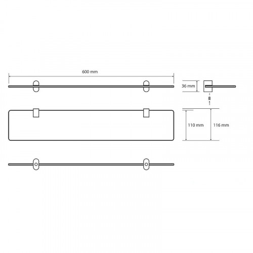 Стеклянная полка Bemeta Organic Black 167102240 Черная матовая