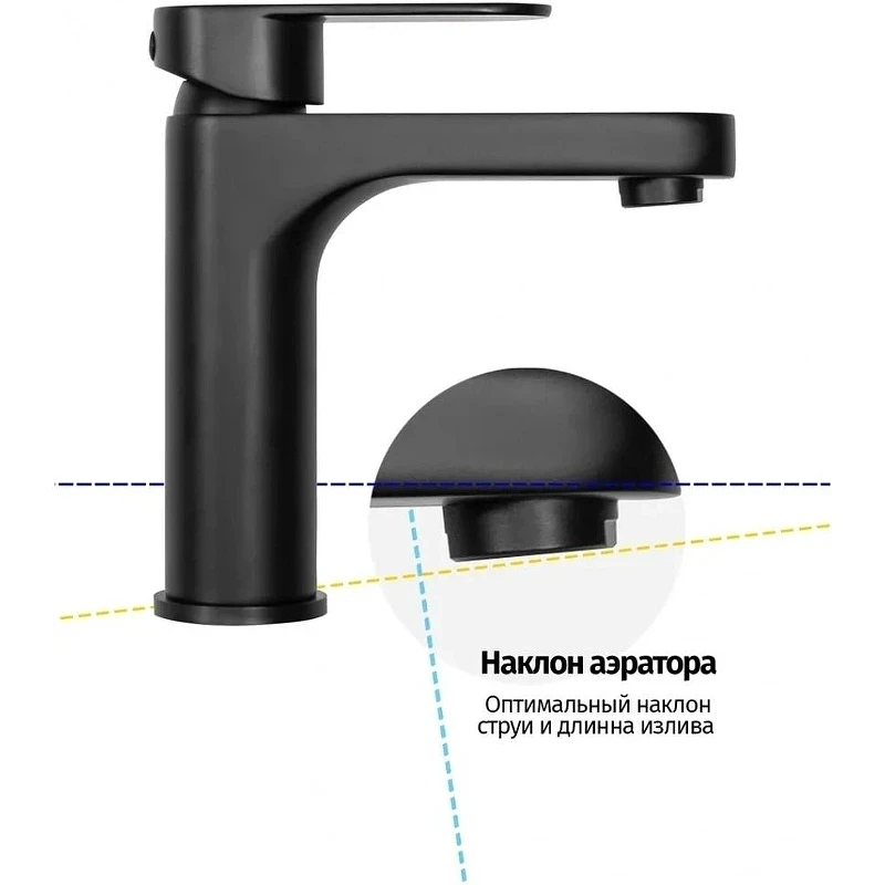 Смеситель для раковины Grocenberg GB1011BL Черный матовый