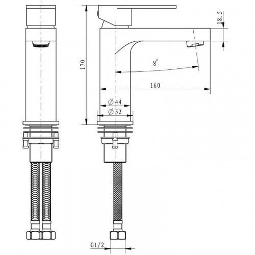 Смеситель для раковины Grocenberg GB1011BL Черный матовый