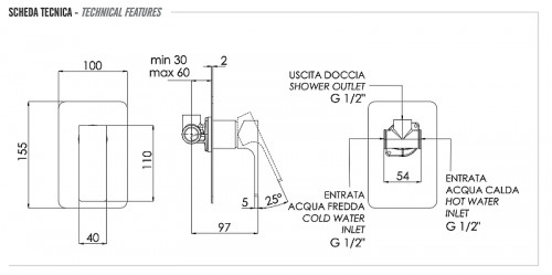 Смеситель для душа Remer Absolute AU30VO цвет Латунь состаренная