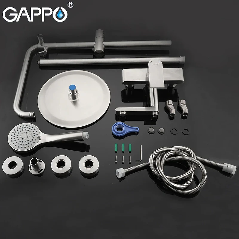 Душевая система Gappo G99-20 G2499-20 Сатин нержавеющая сталь на стену