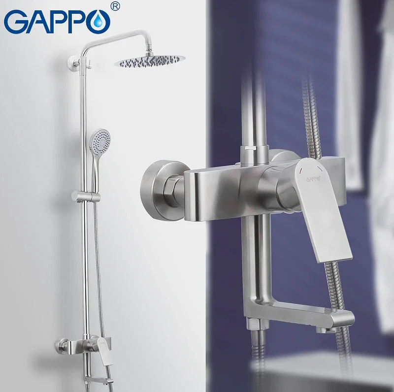 Душевая система Gappo G99-20 G2499-20 Сатин нержавеющая сталь на стену