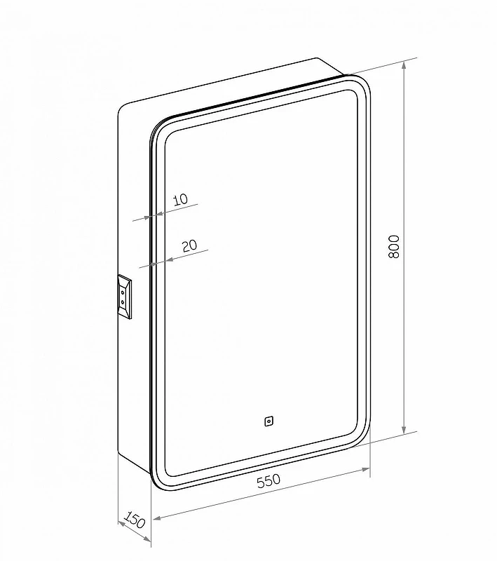 Зеркальный шкаф Art&Max Platino 55 R AM-Pla-550-800-1D-R-DS-F с подсветкой цвет Белый