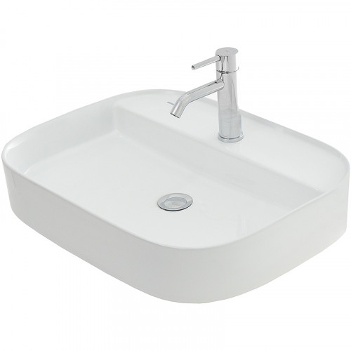 Раковина AQUAme 59 AQM5003 Белая глянцевая фаянс накладная