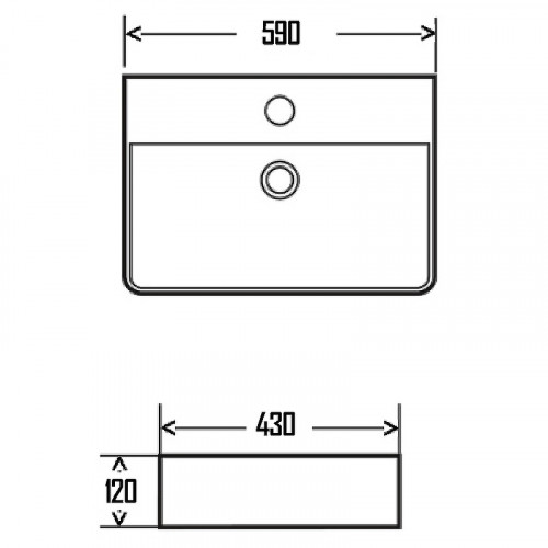 Раковина AQUAme 59 AQM5003 Белая глянцевая фаянс накладная