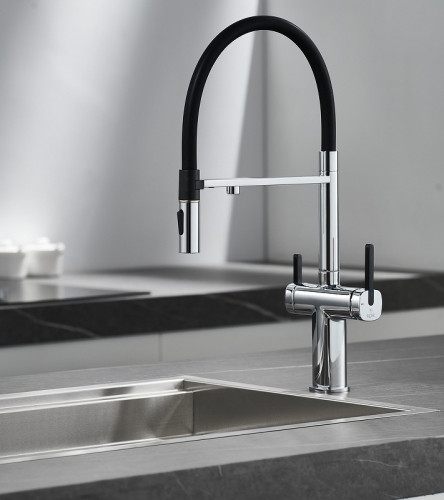 Смеситель для кухни Rose R358 цвет Хром Черный