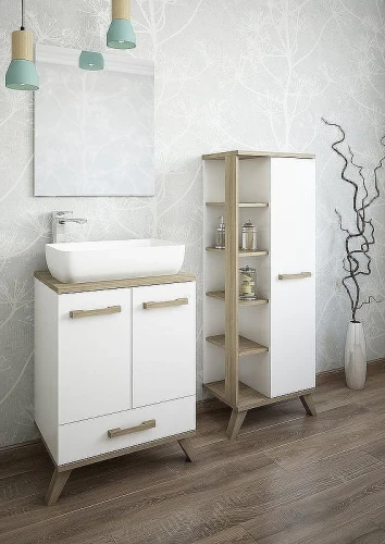 Тумба с раковиной Sanflor Ингрид 60 С12473 Белая Вяз швейцарский