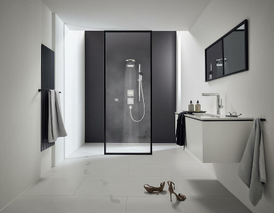 Смеситель для душа Hansgrohe ShowerSelect HighFlow 15760670 с термостатом Черный матовый латунь встраиваемый