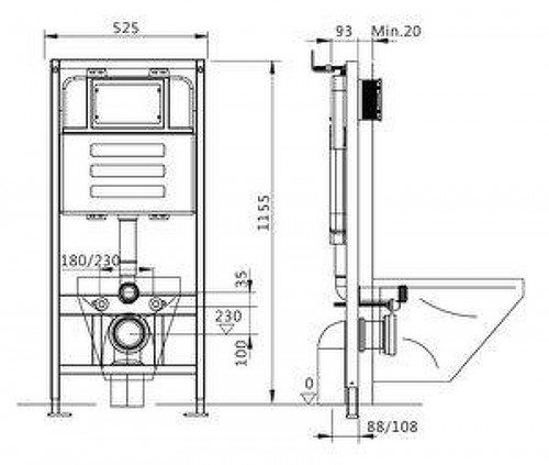 Инсталляция Corpa Nera Caruso CN70011 для унитаза без клавиши смыва