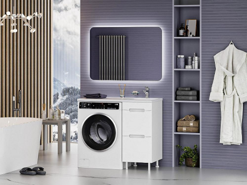 Тумба с раковиной Misty Байкал 100 R УТ000014753 Белая