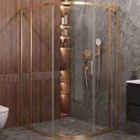 Душевой уголок Cezares Molveno 120x110 MOLVENO-RH-11-120/110-C-BORO-IV профиль Брашированное золото стекло прозрачное