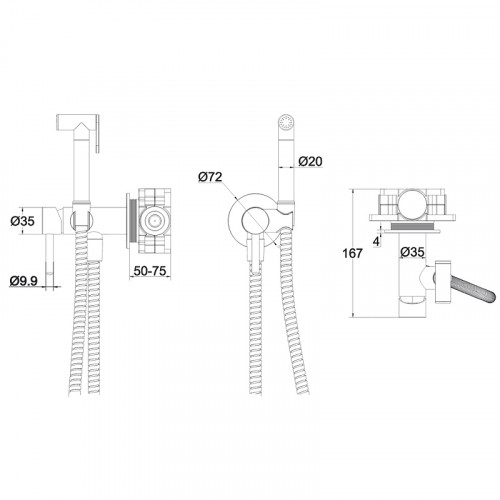 Гигиенический душ со смесителем Whitecross Y brushed gold SYSYBI2GLB Брашированное золото латунь встраиваемый