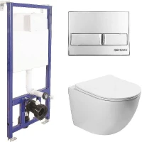 Унитаз с инсталляцией Vincea Globo VT1-14S + Berges Novum L3 040213 с сиденьем Микролифт и клавишей смыва Хром