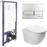 Унитаз с инсталляцией Vincea Globo VT1-14S + Berges Novum L3 040213 с сиденьем Микролифт и клавишей смыва Хром