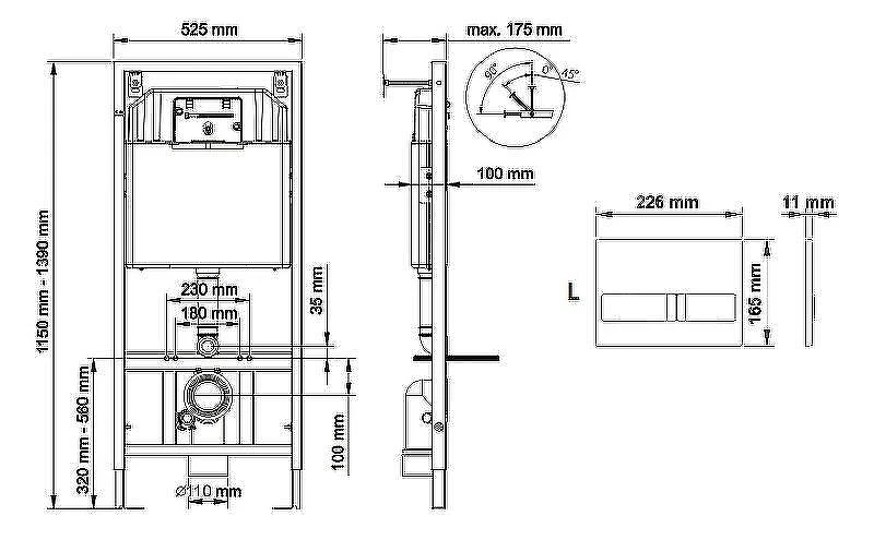 Унитаз с инсталляцией Vincea Globo VT1-14S + Berges Novum L3 040213 с сиденьем Микролифт и клавишей смыва Хром