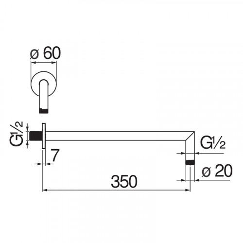 Кронштейн для верхнего душа Nobili AD138/44WM Белый матовый латунь на стену