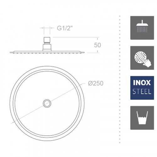 Верхний душ Ramonsoler Hidroterapia RM250OC Золото брашированное