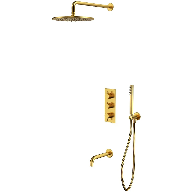 Душевая система Whitecross Y brushed gold YSET11GLB с термостатом Брашированное золото латунь встраиваемый
