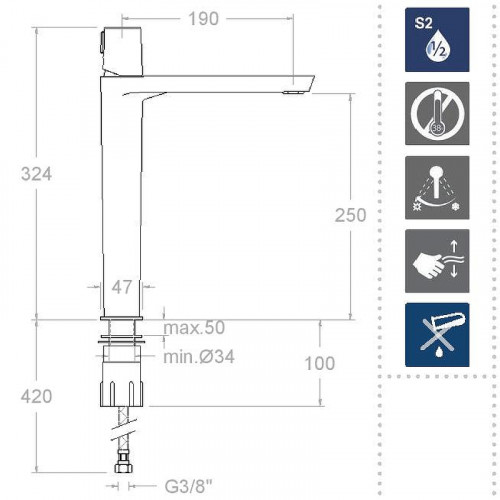 Смеситель для раковины Ramonsoler Tzar 340201NM Черный матовый