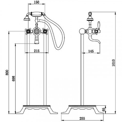 Смеситель для ванны Boch Mann Vico B BM9654 Черный латунь на пол