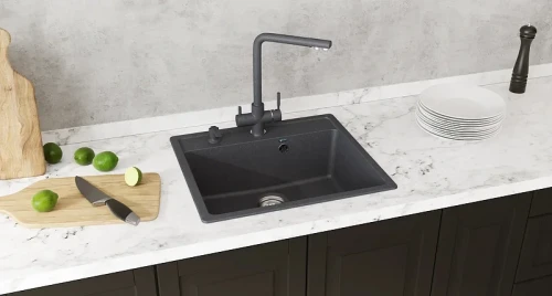 Смеситель для кухни Ulgran Classic U-016-309 Темно-серый латунь