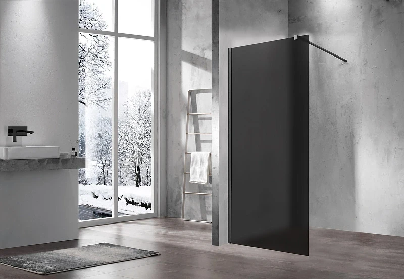 Душевая перегородка Vincea Walk-In 90 VSW-1H900GFGM профиль Вороненая сталь стекло тонированное матовое