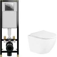 Комплект унитаза BelBagno Uno BB3105CHR/SC с инсталляцией Cersanit Black 35 S-IN-BLACK-Cg-w с сиденьем Микролифт и клавишей смыва Хром фаянс подвесной