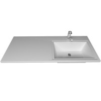 Раковина Corozo Stella Polar Мадлен 110 R SP-00000838 с местом под стиральную машину Белая искусственный камень (литьевой мрамор) с местом под стиральную машину, подвесная, полувстраиваемая