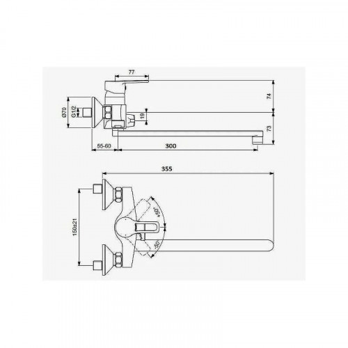 Смеситель для ванны D-Lin D146404-5 универсальный цвет  Хром