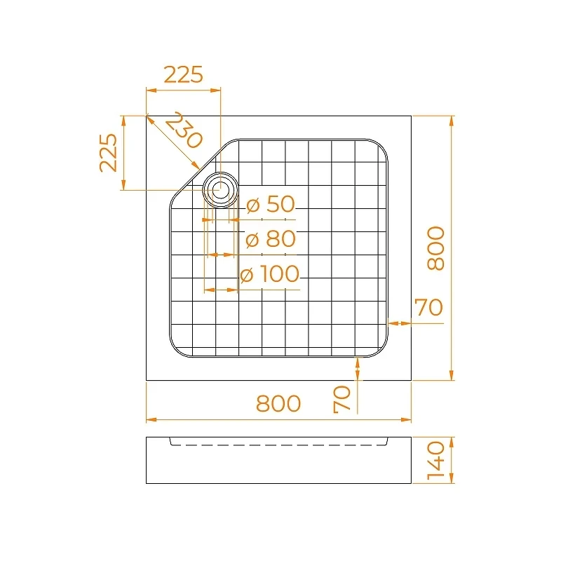 Душевой поддон из стеклокомпозита RGW SMC 80x80 57350188-01U цвет Белый