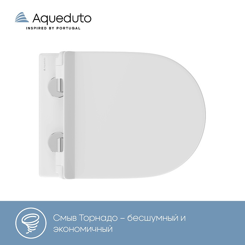 Комплект унитаза с инсталляцией Aqueduto Ovo AQDS010T с сиденьем Микролифт и Белой глянцевой клавишей смыва фаянс подвесной