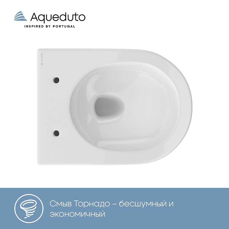 Комплект унитаза с инсталляцией Aqueduto Ovo AQDS010T с сиденьем Микролифт и Белой глянцевой клавишей смыва фаянс подвесной