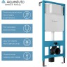 Комплект унитаза с инсталляцией Aqueduto Ovo AQDS010T с сиденьем Микролифт и Белой глянцевой клавишей смыва фаянс подвесной