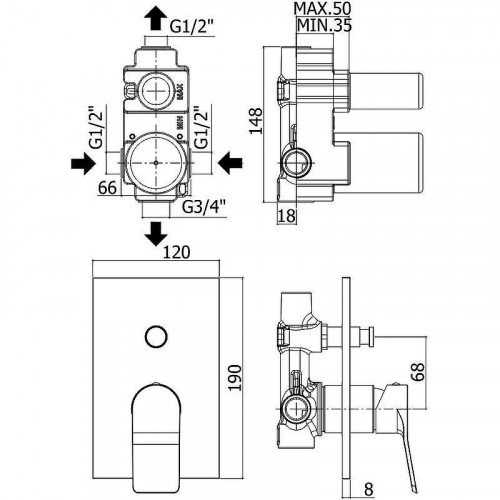 Смеситель для душа Paffoni Tilt TI015ST/M цвет Сталь