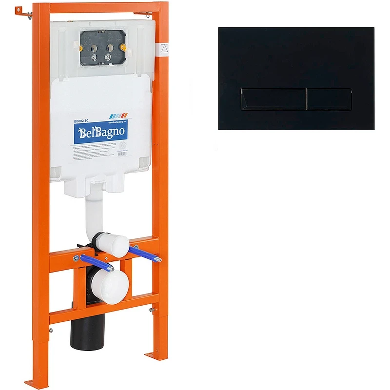 Инсталляция BelBagno BB002-80/BB012-MR-NERO.M с Черной матовой клавишей смыва пластик
