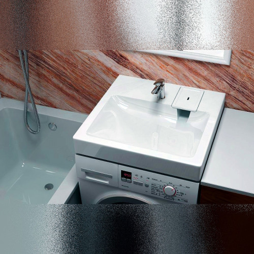 Раковина Maretti Katrina 60 KA13SM26-844 на стиральную машину Белая искусственный камень (литьевой мрамор) подвесная, на стиральную машину