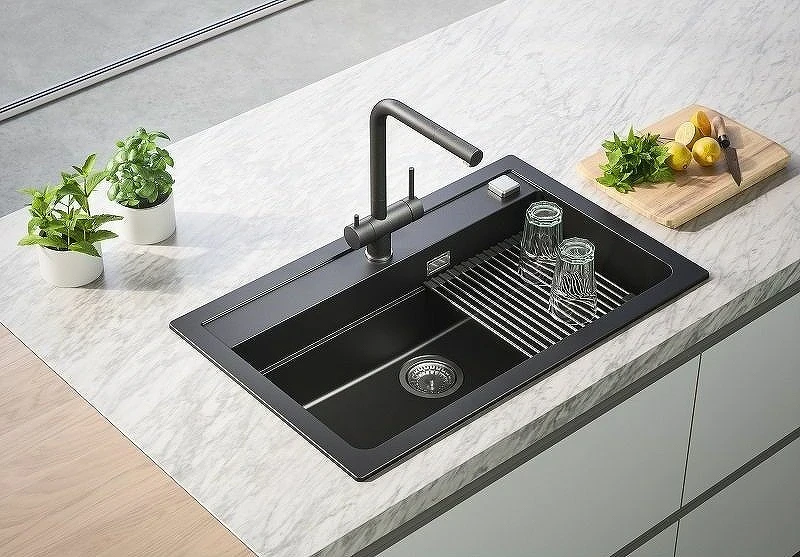 Кухонная мойка Alveus Granital Atrox 40 Carbon G91 790x500 1140447 Угольная искусственный камень (литьевой мрамор) встраиваемая сверху, встраиваемая снизу