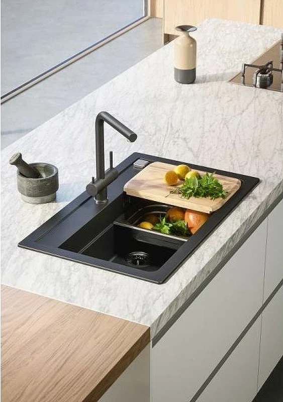 Кухонная мойка Alveus Granital Atrox 40 Carbon G91 790x500 1140447 Угольная искусственный камень (литьевой мрамор) встраиваемая сверху, встраиваемая снизу