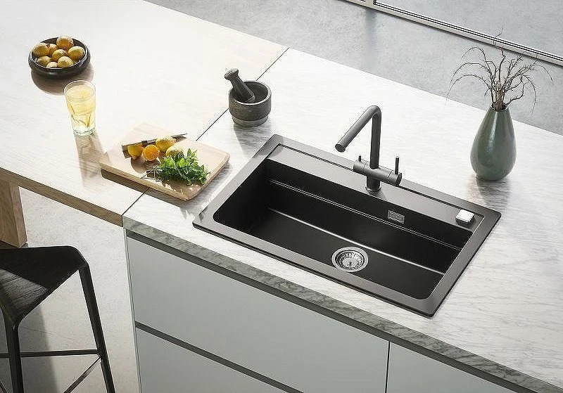 Кухонная мойка Alveus Granital Atrox 40 Carbon G91 790x500 1140447 Угольная искусственный камень (литьевой мрамор) встраиваемая сверху, встраиваемая снизу
