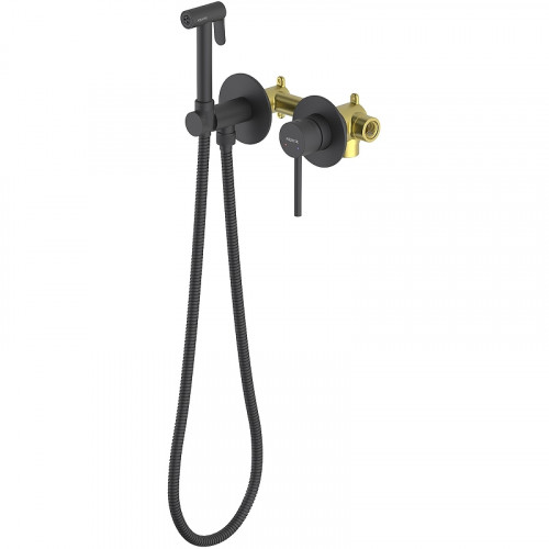 Гигиенический душ со смесителем Aquatek Европа AQ1319MB Черный матовый латунь встраиваемый