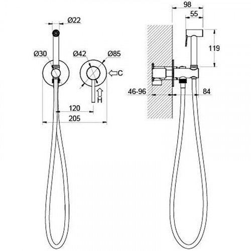 Гигиенический душ со смесителем Aquatek Европа AQ1319MB Черный матовый латунь встраиваемый